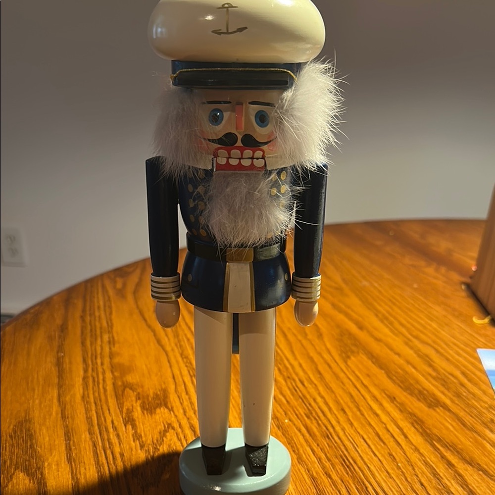 Navy Blue and White Nutcracker Figurine